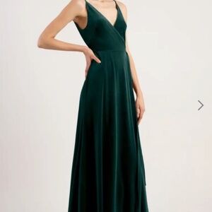 Jenny Yoo Emerald Green Velvet Wrap Dress